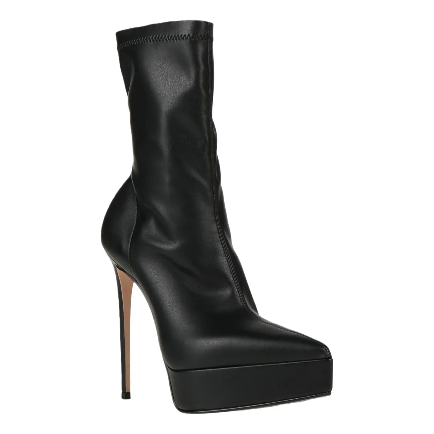 Spring White Elastic PU Platform Thin heels Short Boots