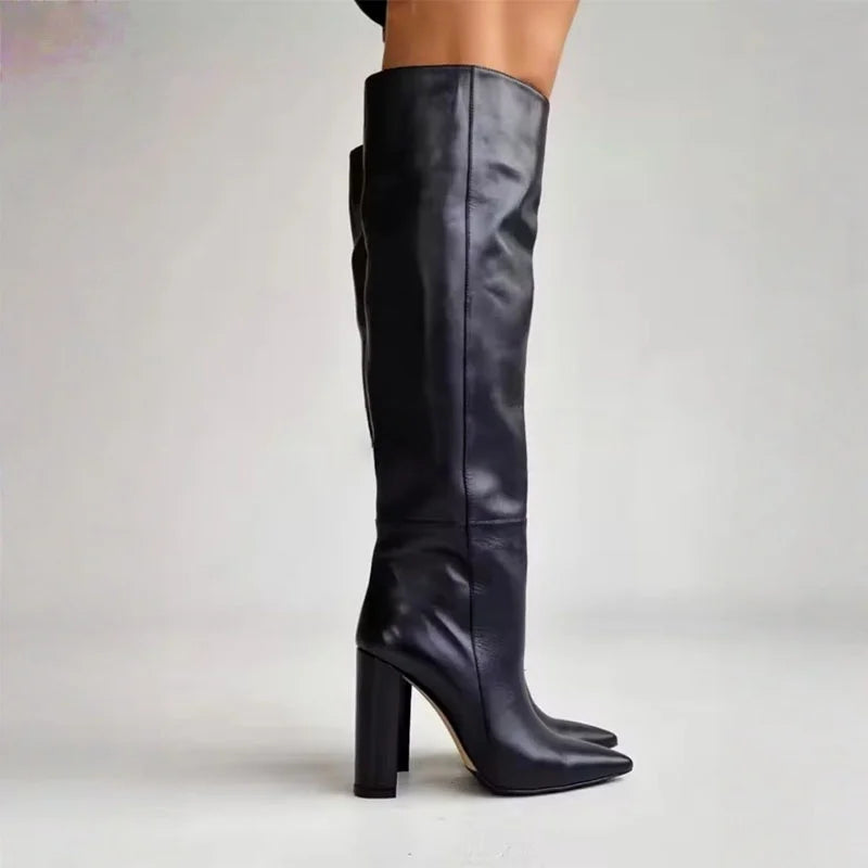 Spring black Knee high Boots