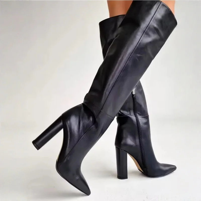 Spring black Knee high Boots