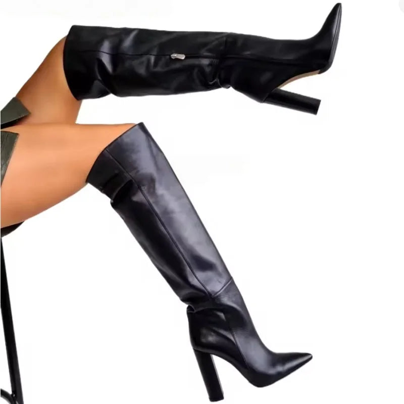 Spring black Knee high Boots