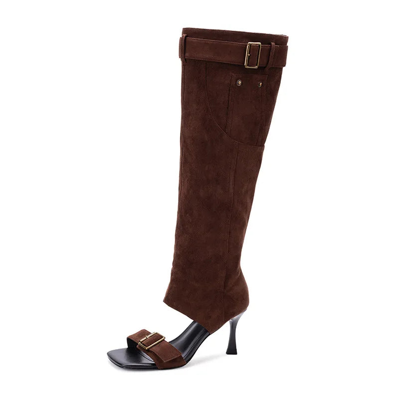 Summer Suede Pleated Knee-high Boots