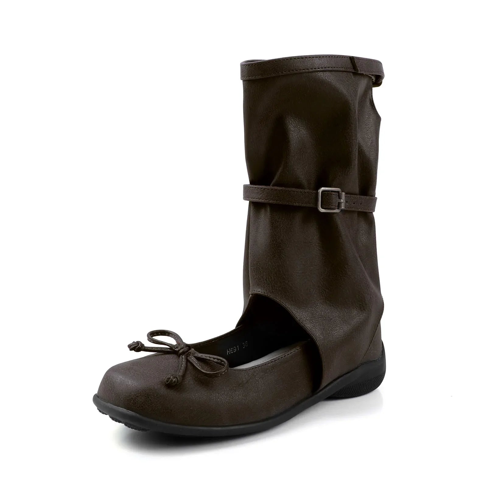 Summer cowhide Hollow Mid-Calf Boots