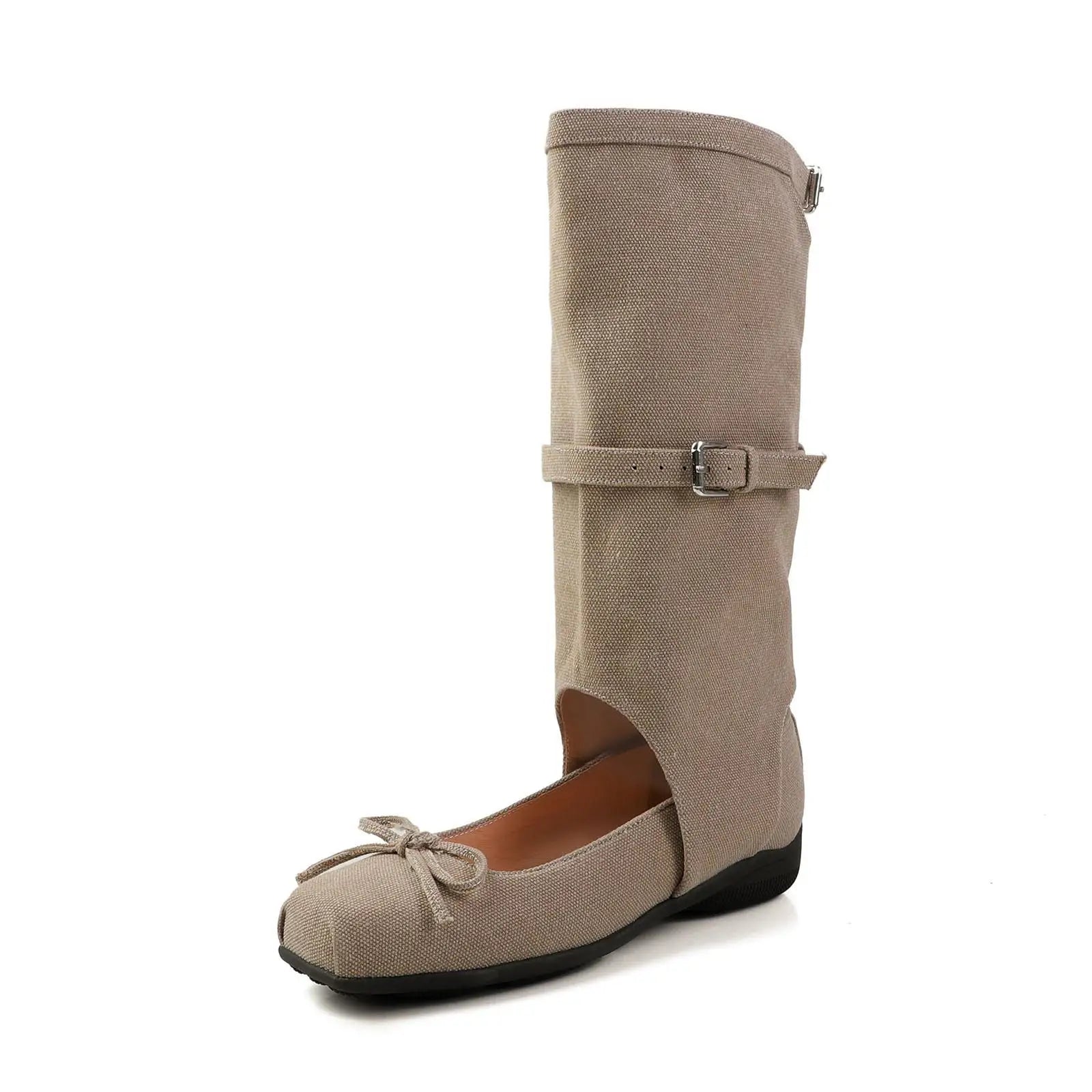 Summer cowhide Hollow Mid-Calf Boots