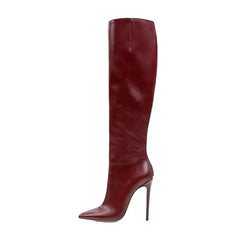 Winter Simple Style Pointed Toe Super High Heel Slip-on Knee High Boots