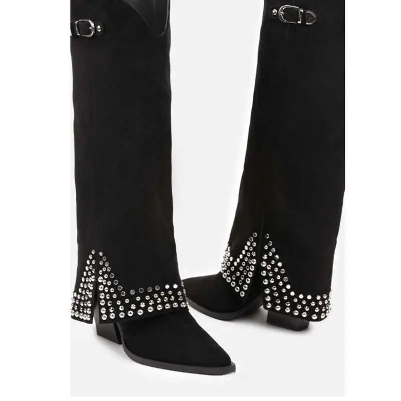Women's Apricot Suede Knee High Boots