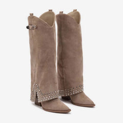 Women's Apricot Suede Knee High Boots