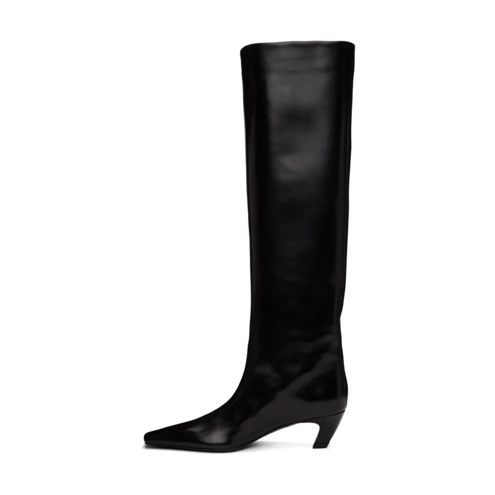 Women's Autumn Black Kitten Heel Knee High Boots