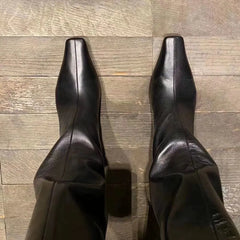 Women's Autumn Black Kitten Heel Knee High Boots