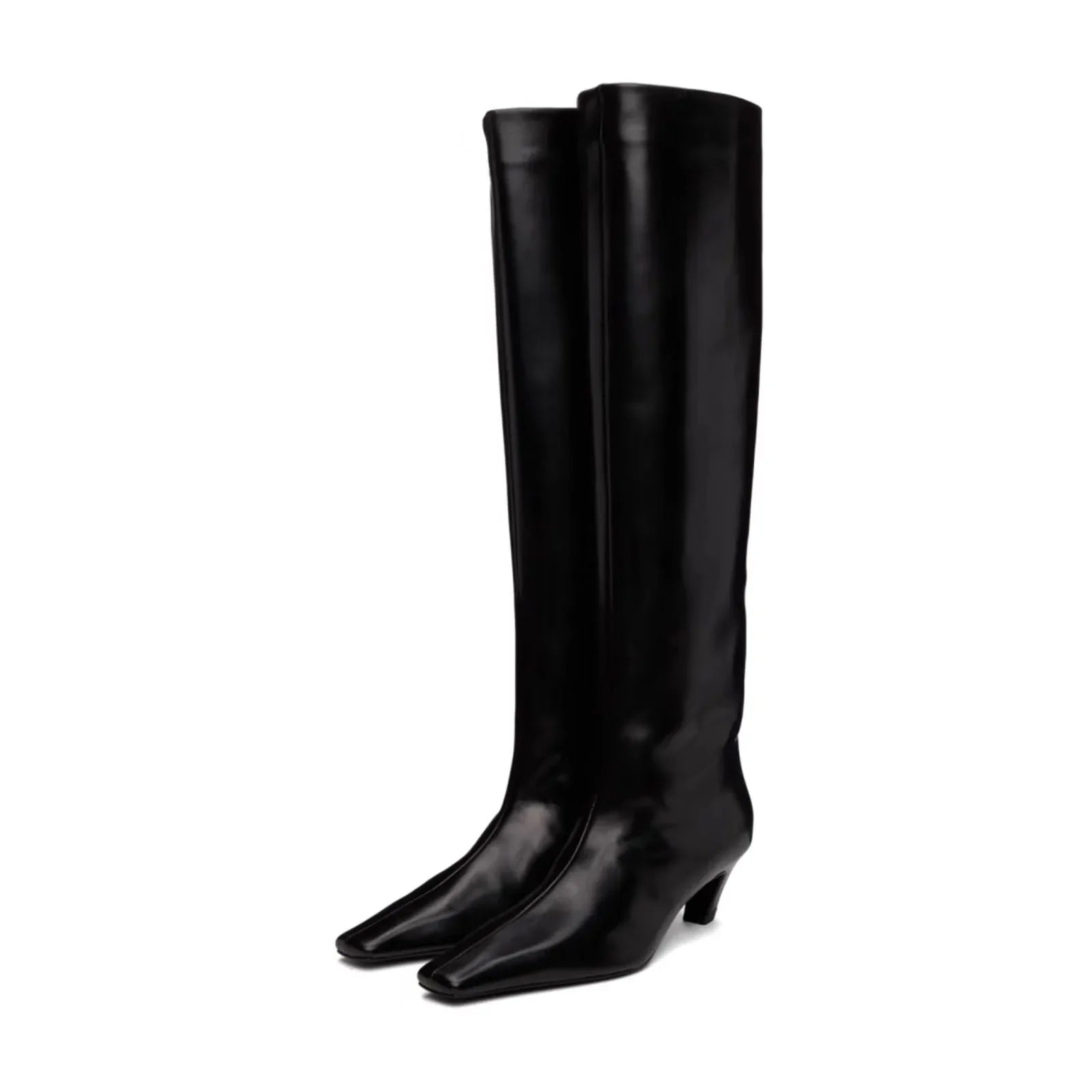 Women's Autumn Black Kitten Heel Knee High Boots