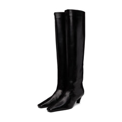 Women's Autumn Black Kitten Heel Knee High Boots