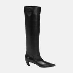 Women's Autumn Black Kitten Heel Knee High Boots