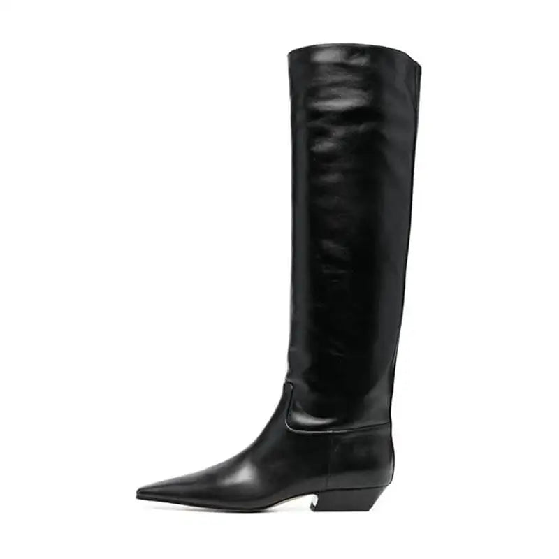 Women's Patent Leather Slip-On Knee High Boots