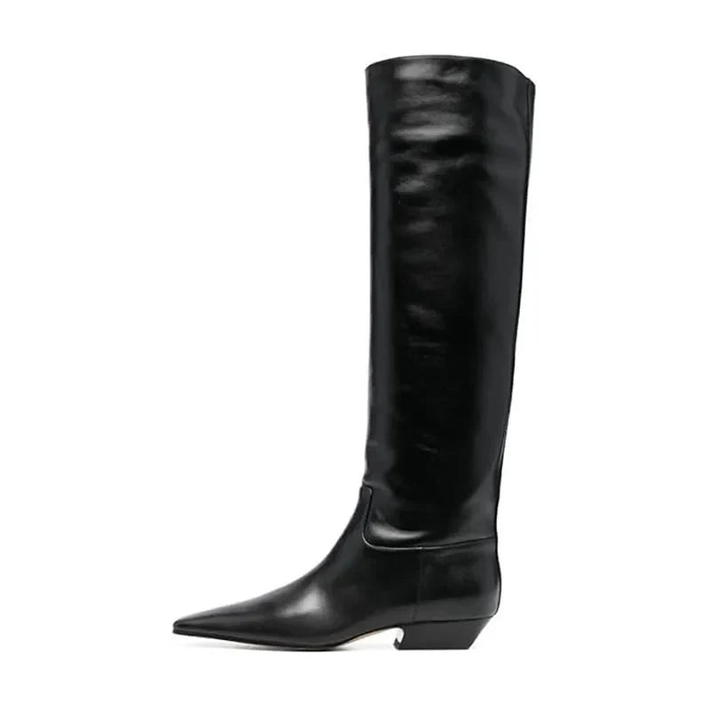 Women's Patent Leather Slip-On Knee High Boots