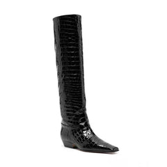 Women's Patent Leather Slip-On Knee High Boots