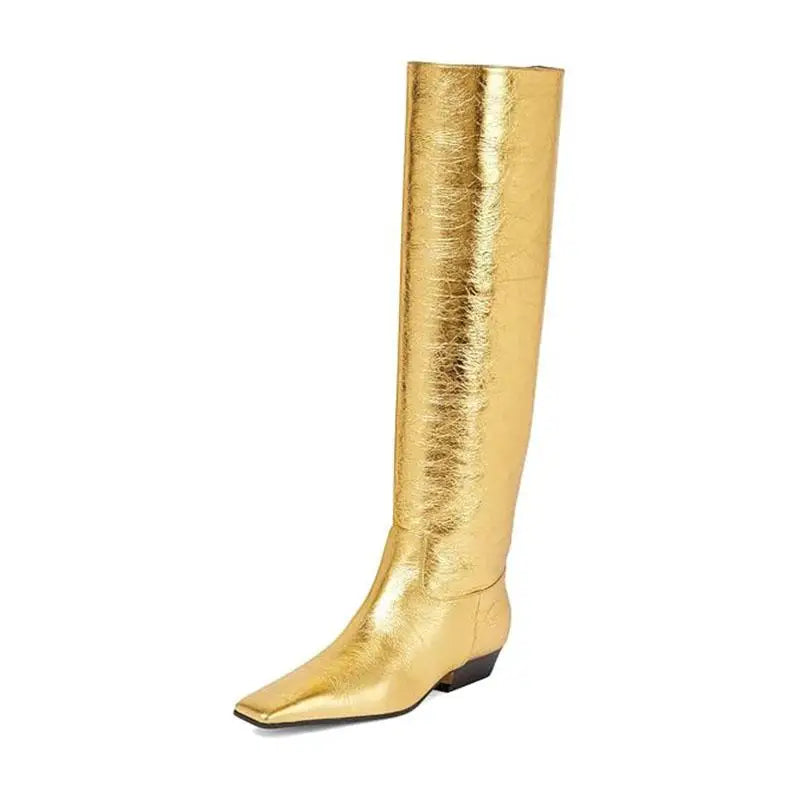 Women's Patent Leather Slip-On Knee High Boots