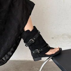 Women's Summer Suede Pinch Toe Tubular Boots