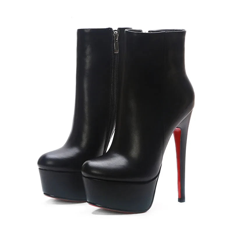 Women's White Genuine Leather Ankle Boots