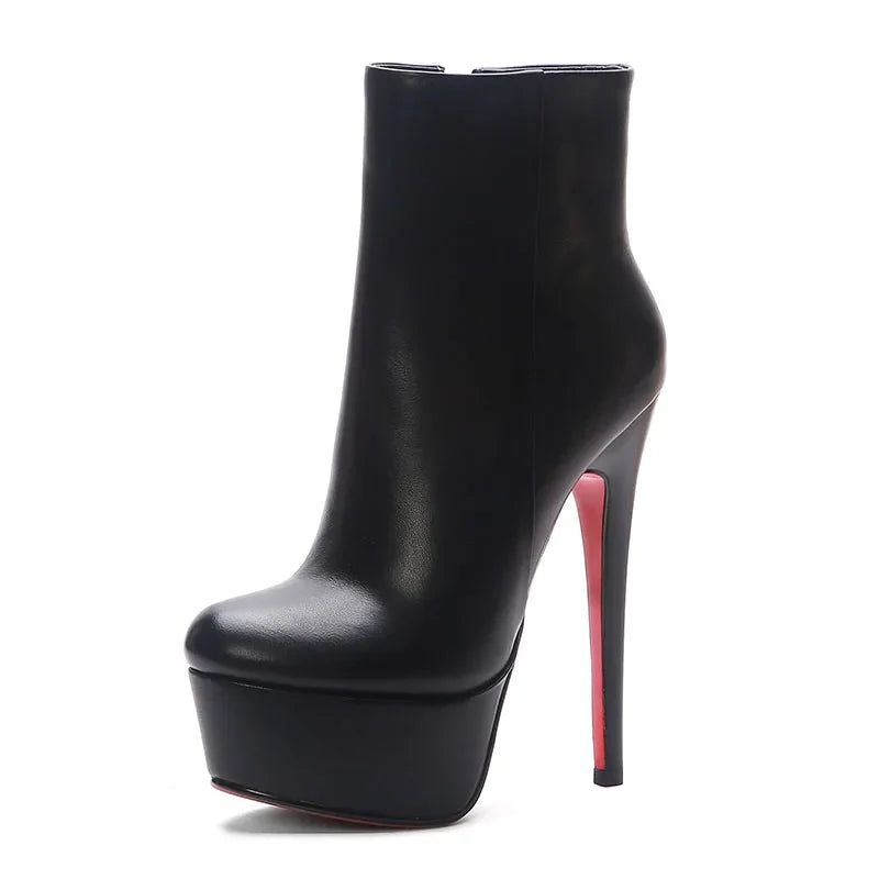 Women's White Genuine Leather Ankle Boots