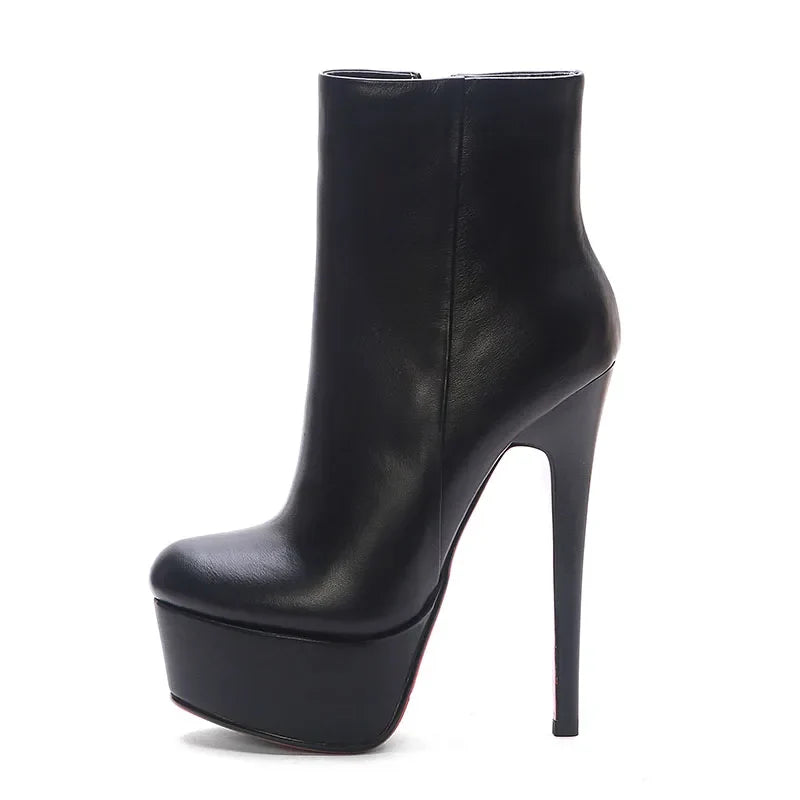Women's White Genuine Leather Ankle Boots