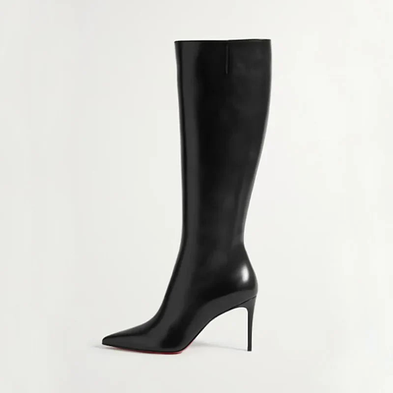 pointed Toe black high Boots