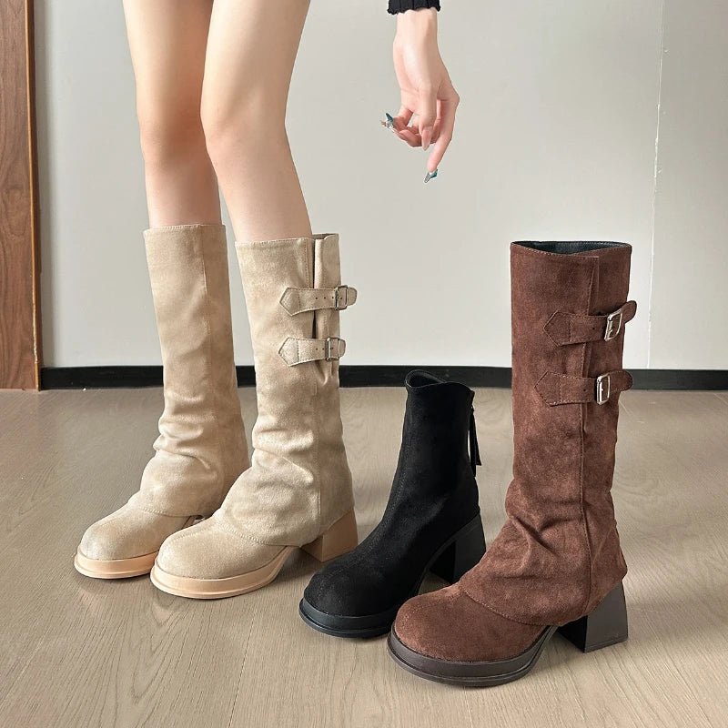 Round Toe Platform Women's High Boots