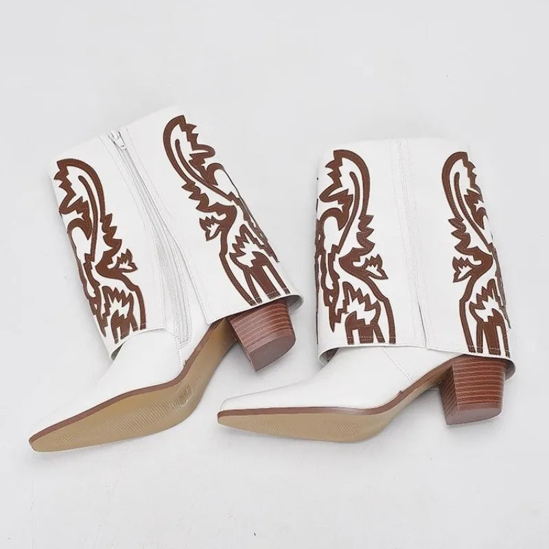 Autumn Retro Totem Design Ankle Boots
