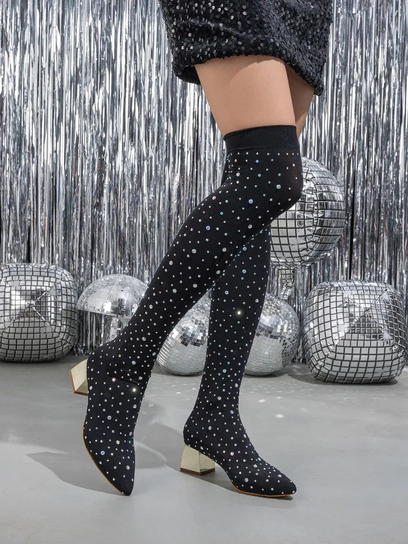 Autumn Winter Sexy Black Elastic Boots