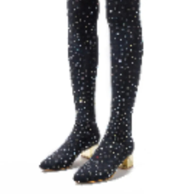 Autumn Winter Sexy Black Elastic Boots
