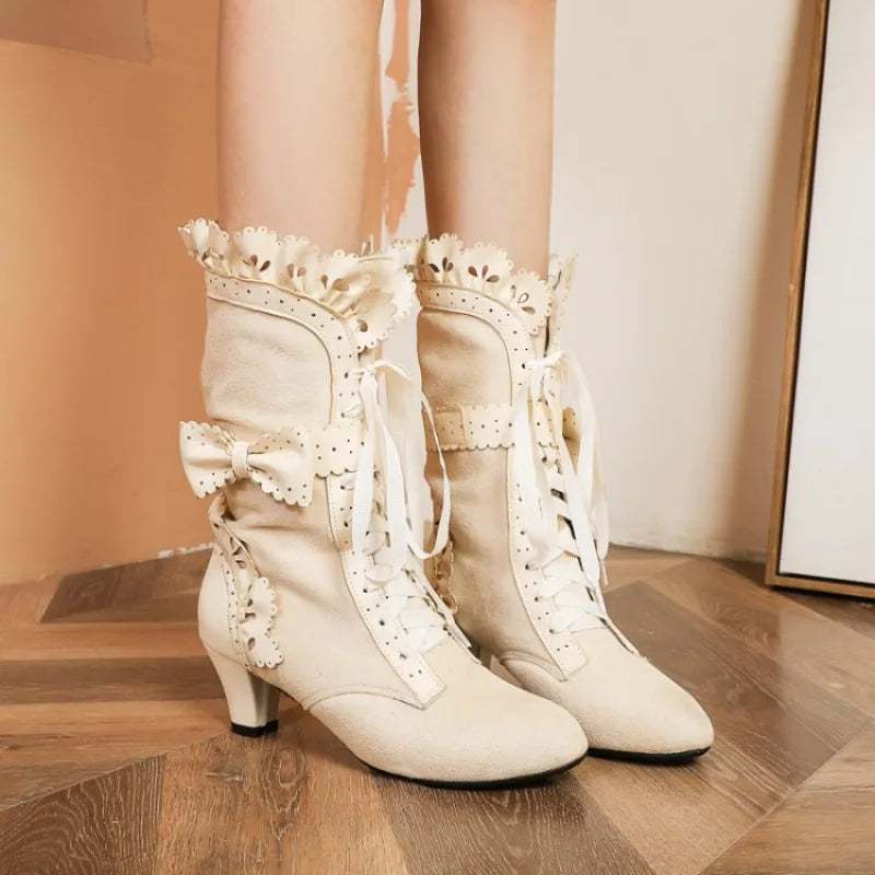 Autumn Winter Vintage Women Victorian Boots