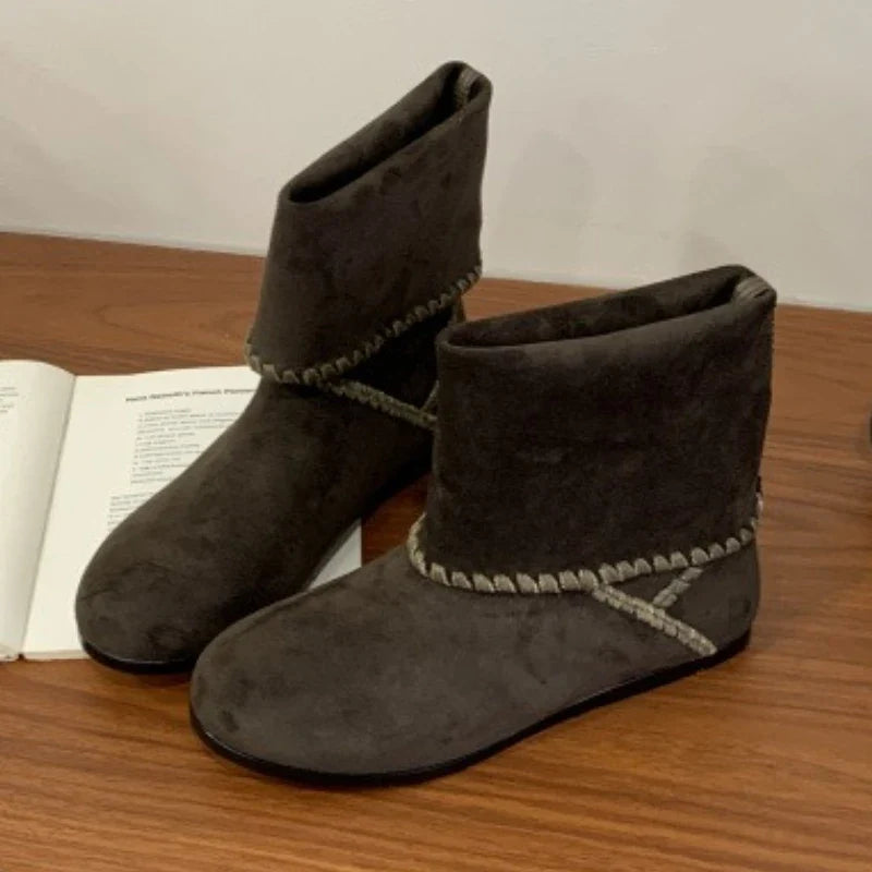 Autumnal Retro Woven Design Ankle Boots
