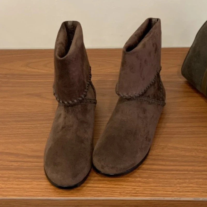 Autumnal Retro Woven Design Ankle Boots