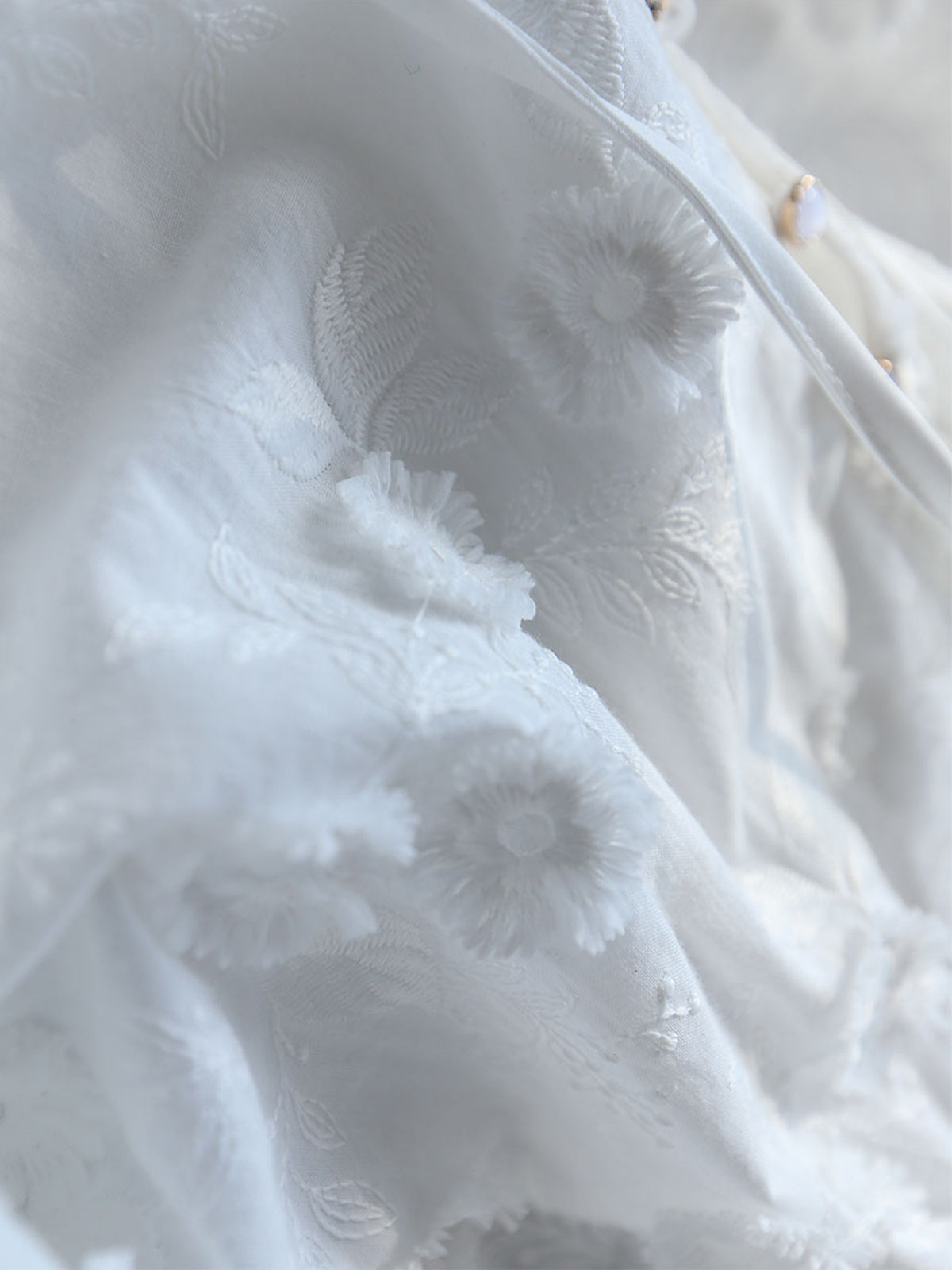 Oversized Semi-Sheer Embroidered Floral Blouse