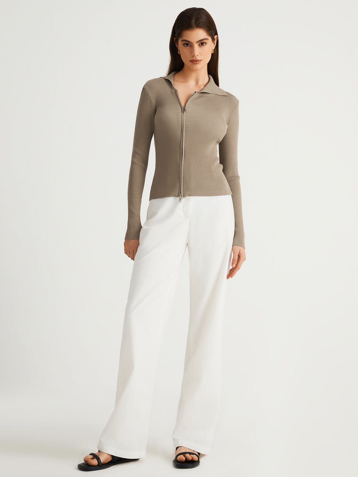 Utility Rib Zippered Cardigan