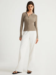 Utility Rib Zippered Cardigan