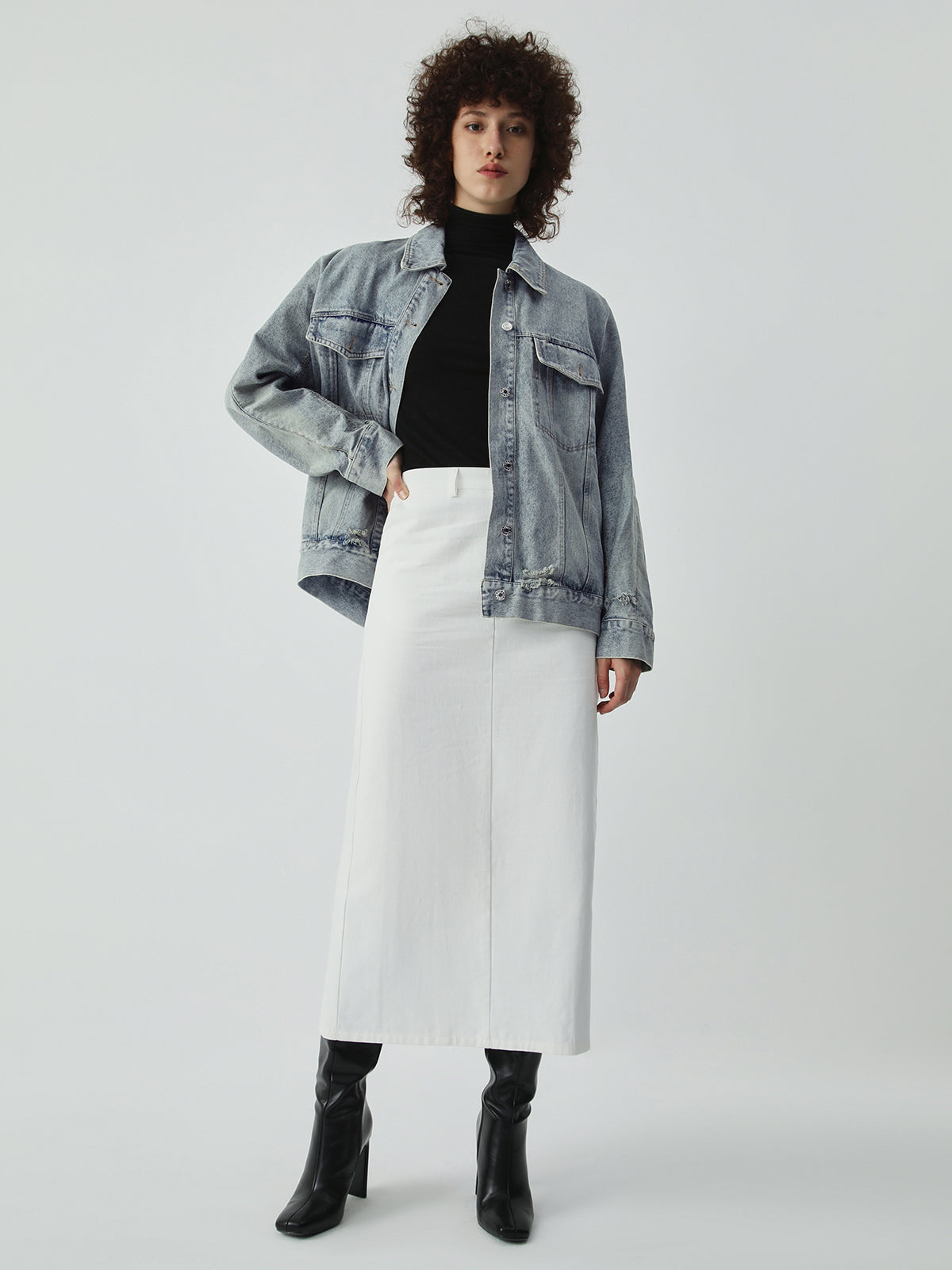 Distressed Detail Denim Jacket