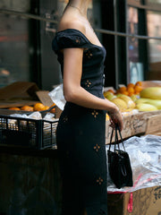 Semi-Sheer Cotton Keyhole Neckline Midi Dress