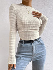 Plain Waffle Slim Sweater