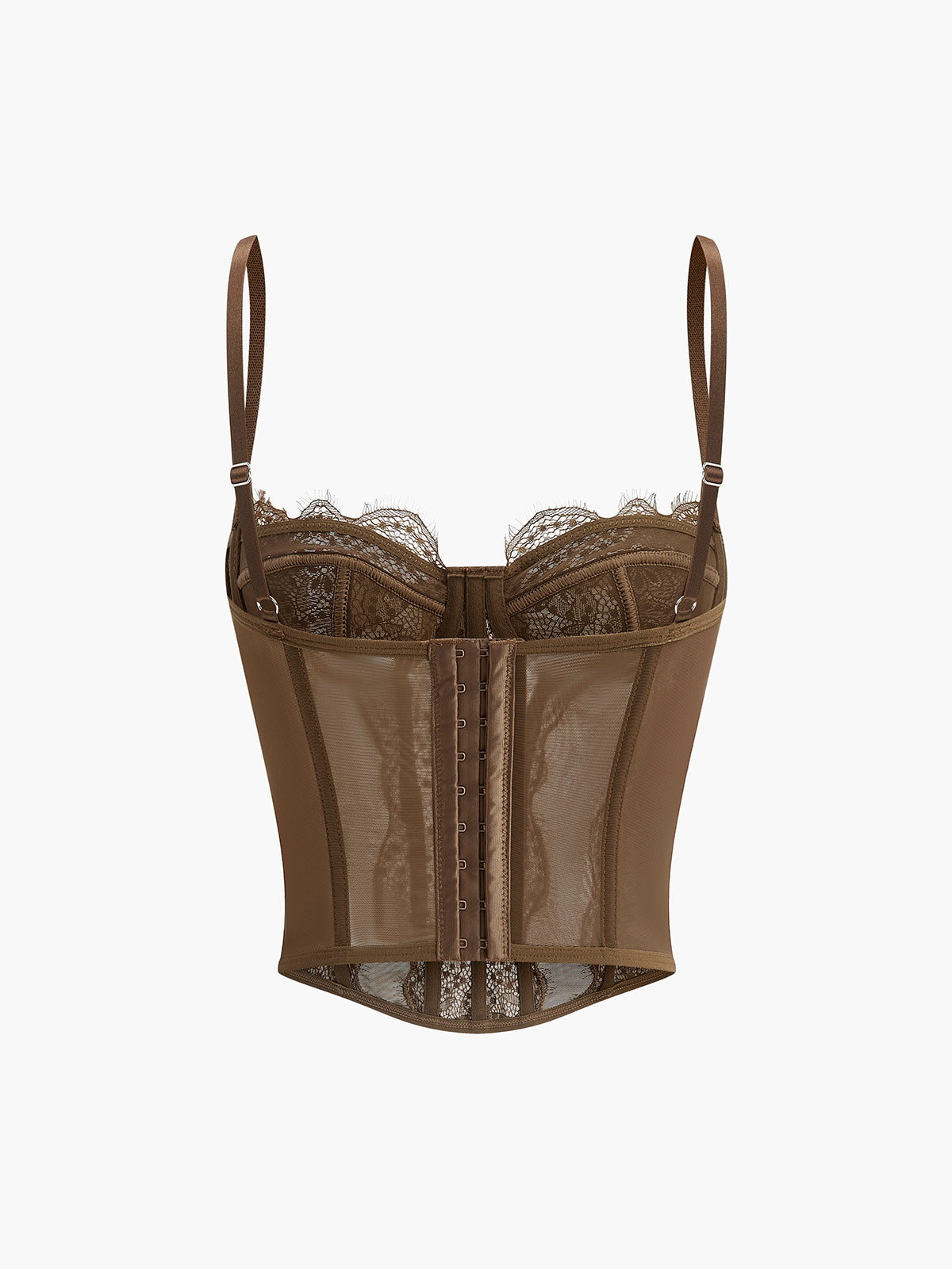 Semi-Sheer Spaghetti Strap Lace Corset