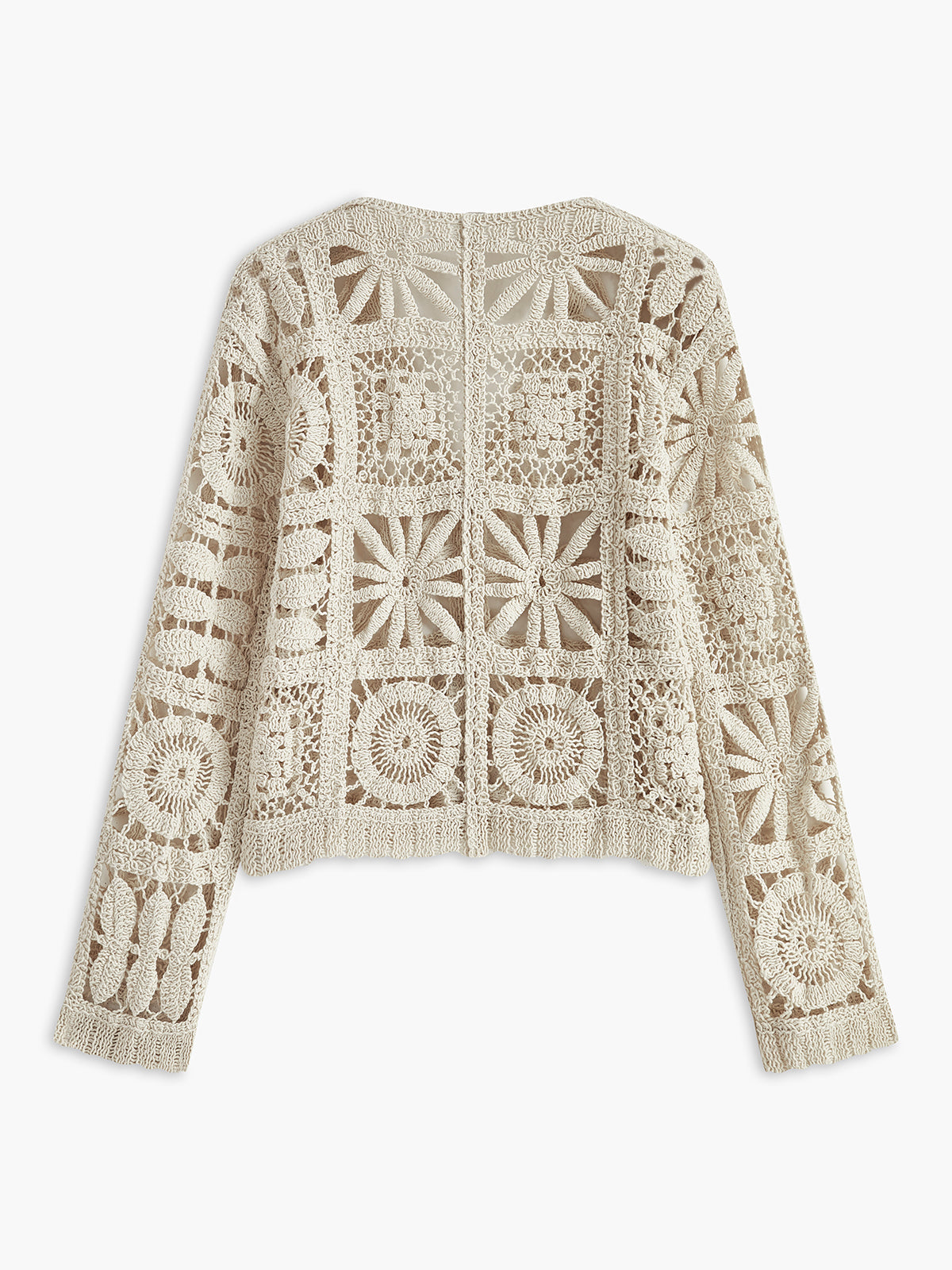 Crochet Square Pattern Button-Front Cardigan set