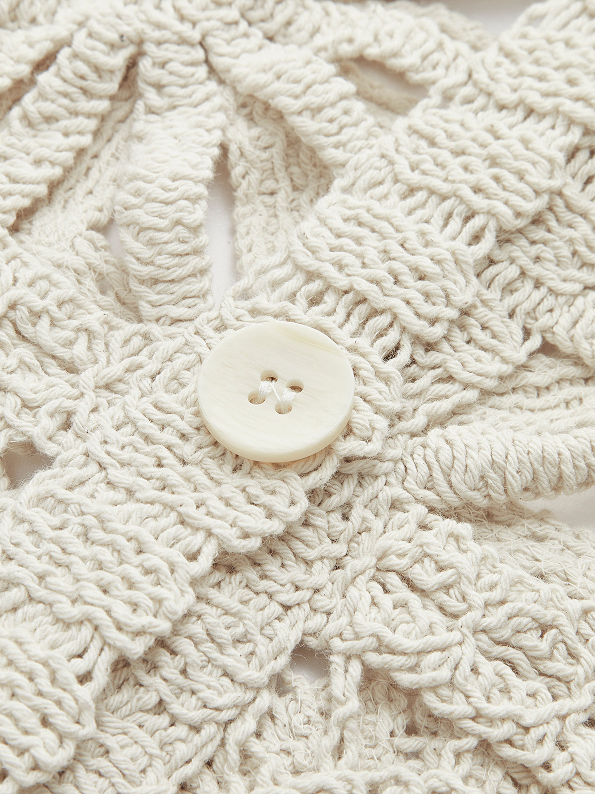 Crochet Square Pattern Button-Front Cardigan set