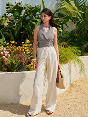 Gingham Halter Wrap Top