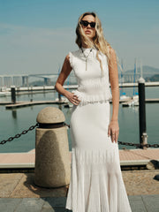 Ribbed Knit Ruffle Top and Skirt Set