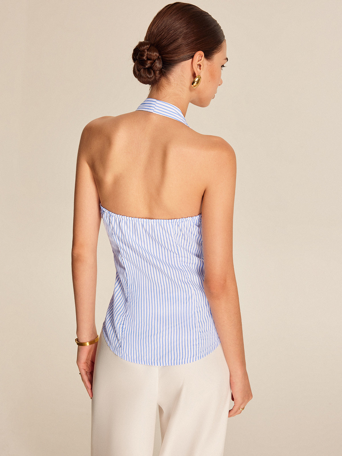 Striped Halter Tie Top