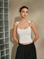 Delicate-Strap Crop Knit Top