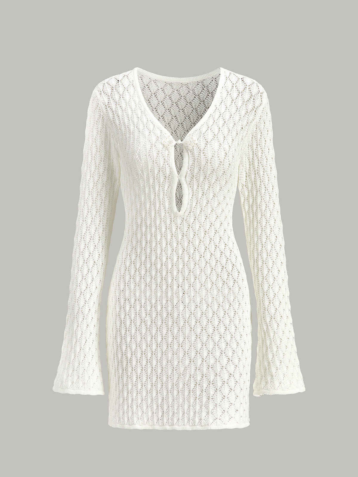 Sheer Knit Sweater Dress with Cut-Out Detail