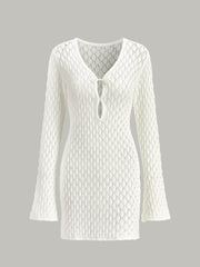 Sheer Knit Sweater Dress with Cut-Out Detail