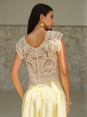 Ruffled Crochet Lace Crop Top