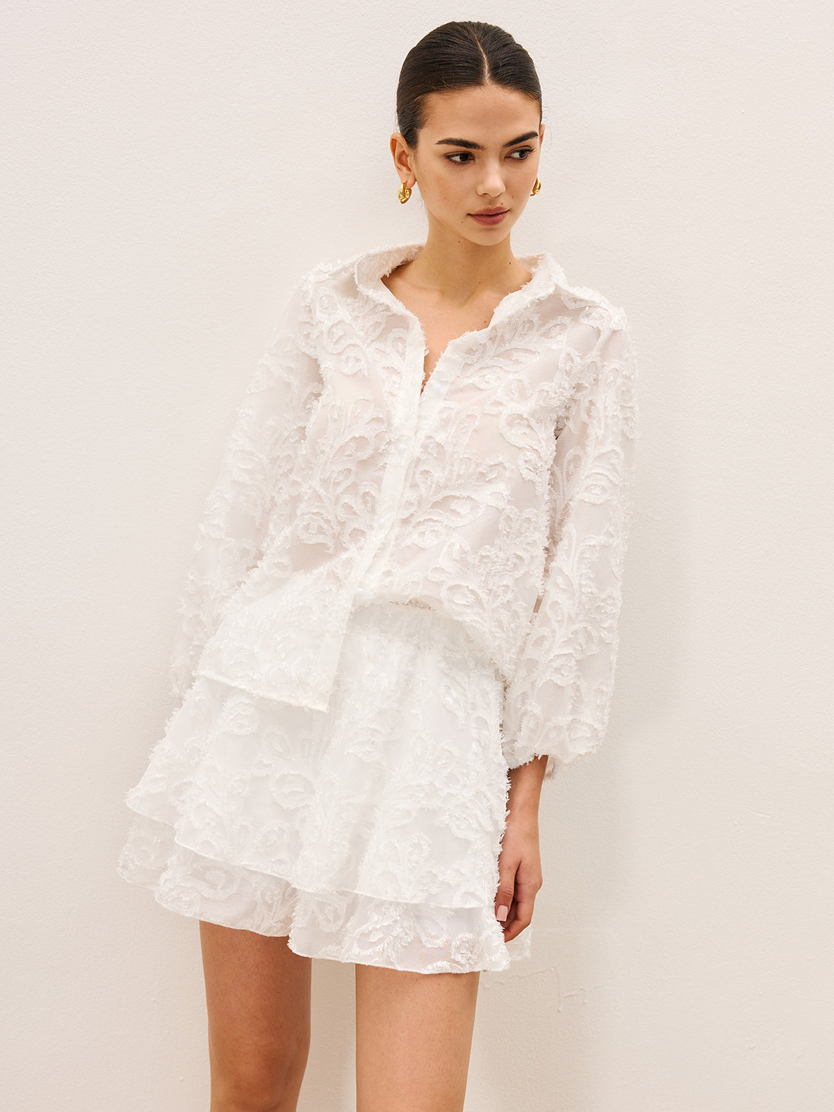 Sheer Embroidered Skirt Set