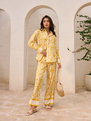 Oversized Patterned Shirt and Pants Set