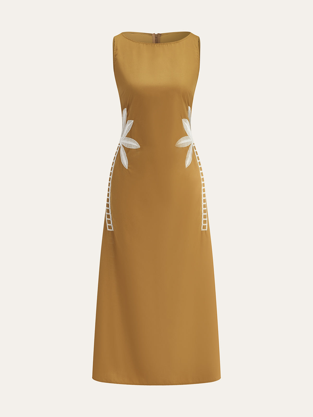 Side-Embroidered Sleeveless Dress